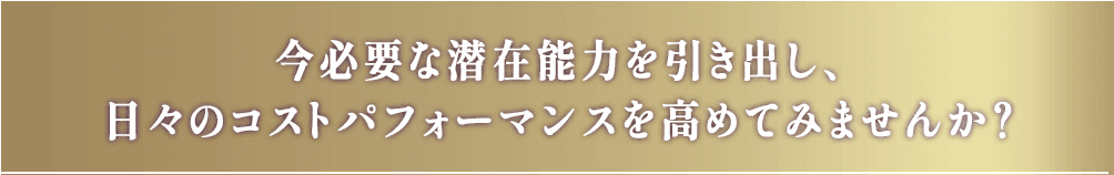 今必要な潜在能力を引き出し、日々のコストパフォーマンスを高めてみませんか?